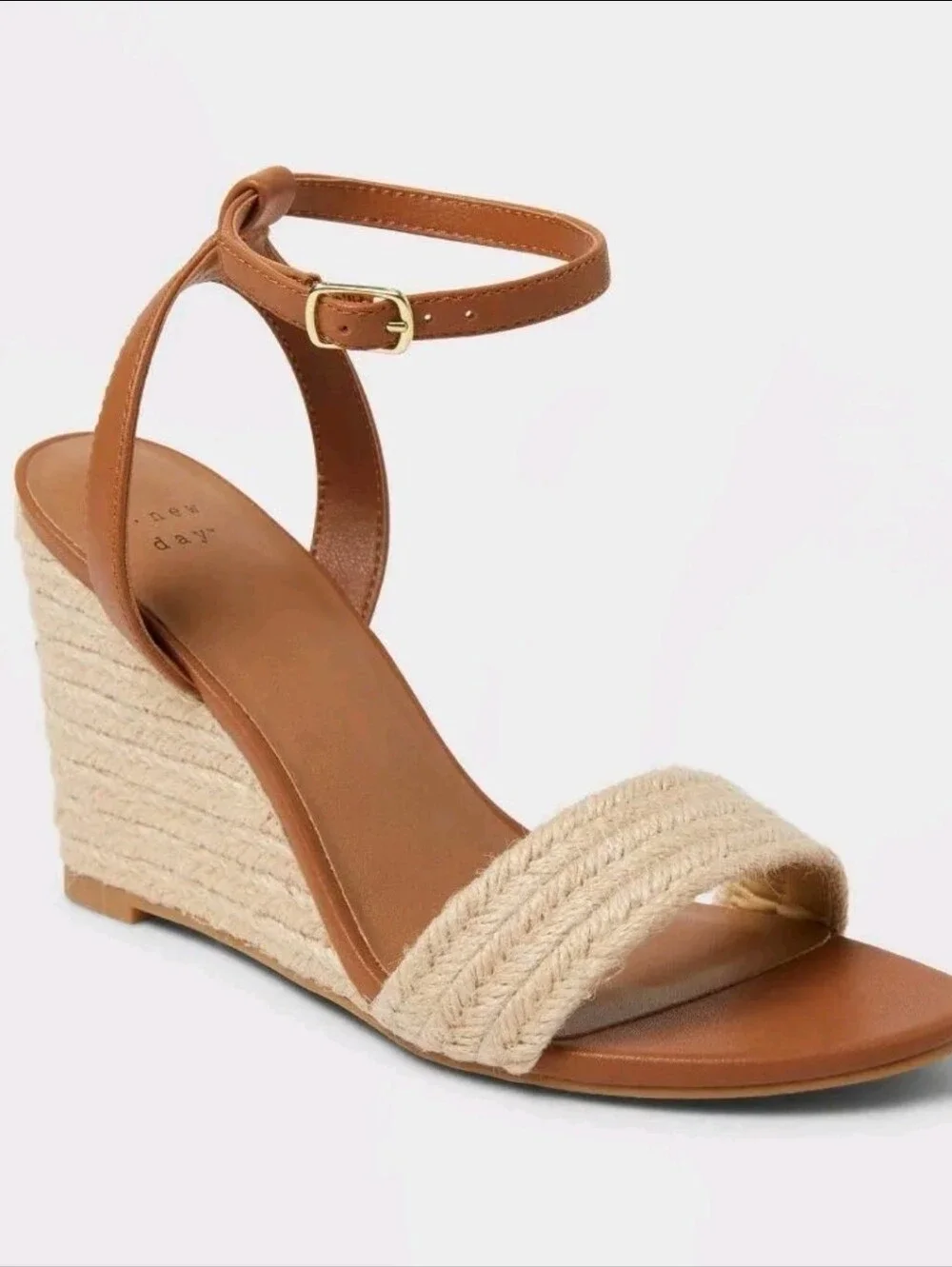 Women Tish Single Band Ankle Strap Wedge Heels with Memory Foam Insole